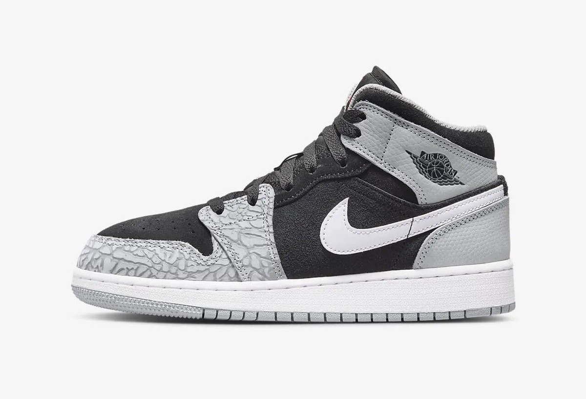 Nike Air Jordan 1 ホワイト/ブラック/グレー エレファント Nike Air Jordan 1 Mid SE Elephant Black Grey Shoes DM6216