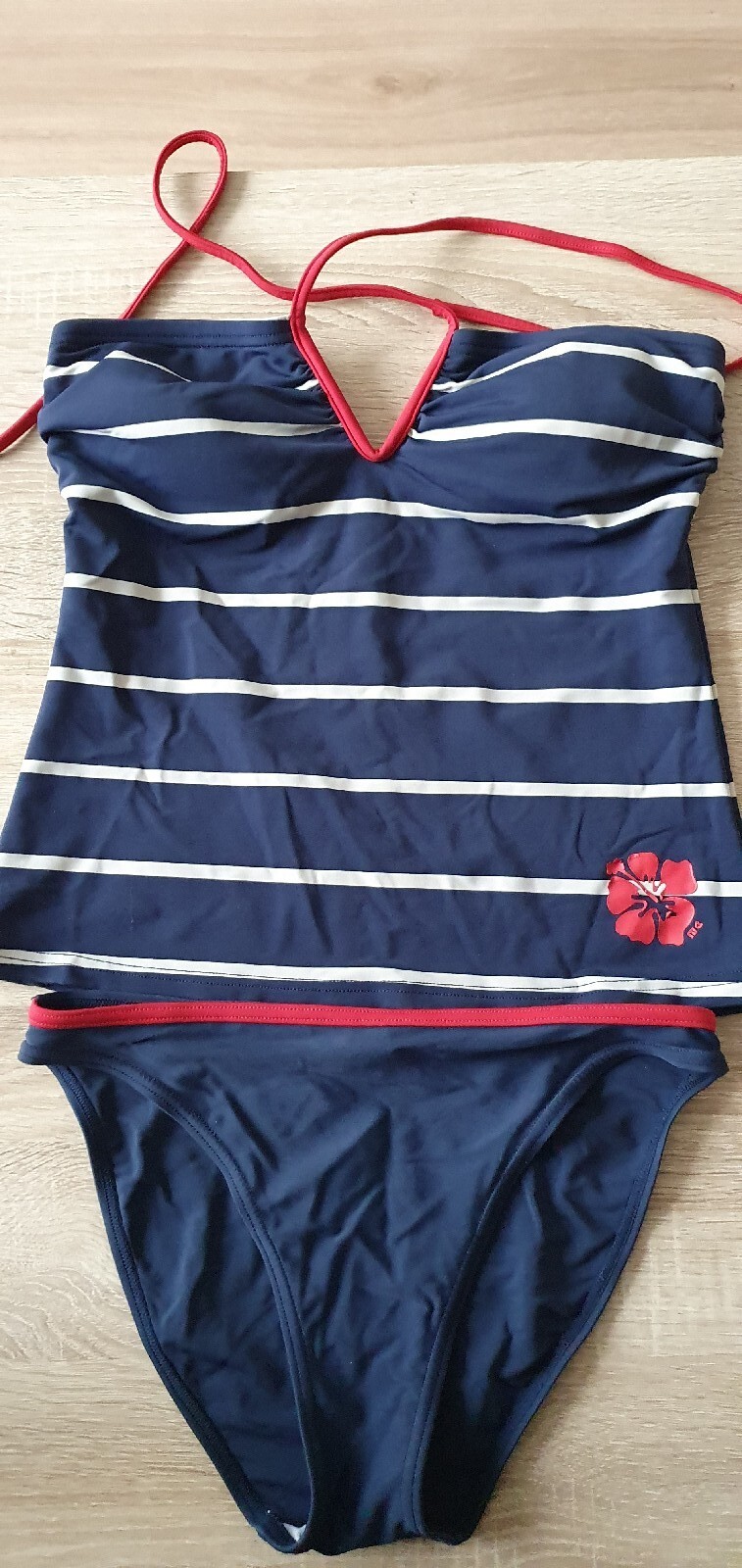 Manguun Tankini, Gr. 38B, Farbe blau, weiß und rot, gebraucht. eBay