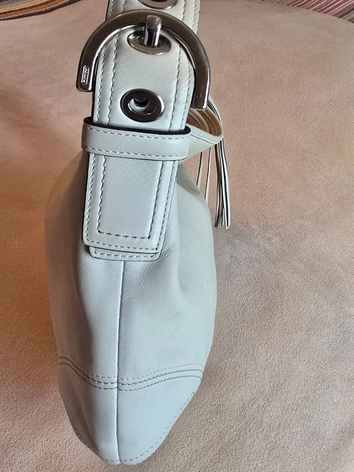 Borsa a tracolla Coach vintage grande Soho in pelle borsetta borsetta bianco sporco