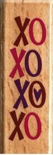 Hampton Art XOXO LOVE Wood Mounted Rubber Stamp Valentines Day Hearts