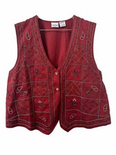 Vtg 90 Bobbie Brooks Woman PL Vest Floral Embroidered Patchwork Fairy Whimsigoth