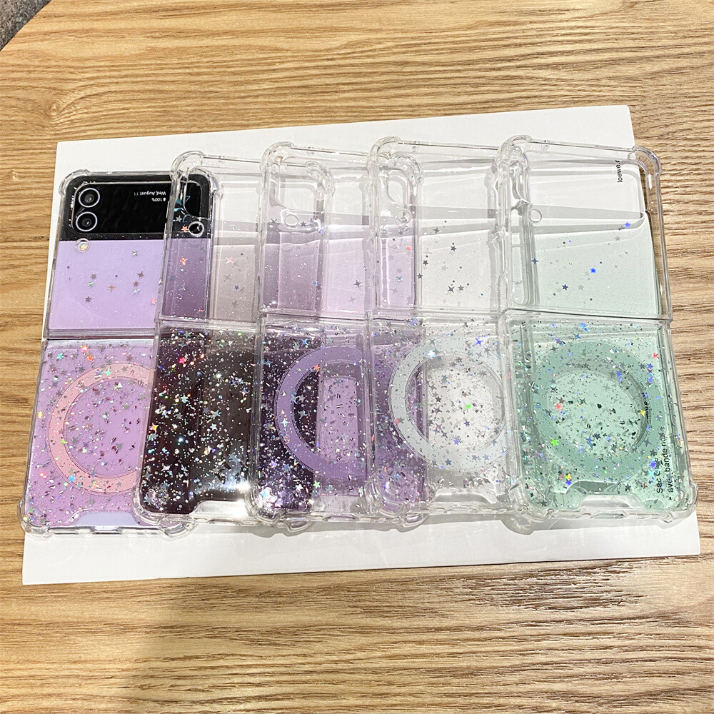 For Samsung Galaxy Z Flip 6/5/4/3 Z Fold 6/5/4/3 Glitter Gradient Mag Safe Case