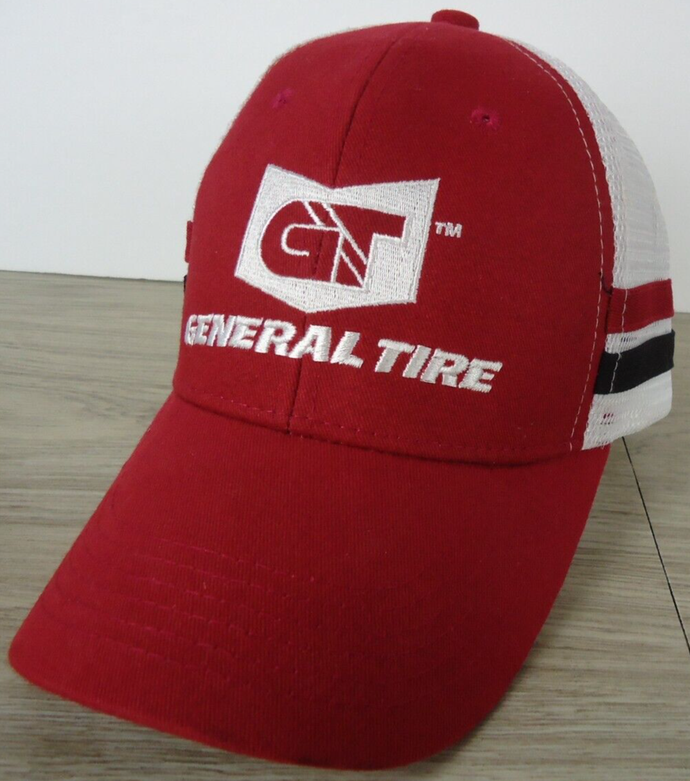 Snapback Trucker Cap Mesh Baseball Hat General Tire Red Two Stripes Ballcap