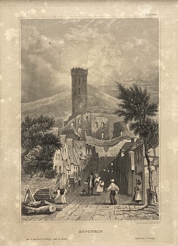 Blick auf Eppstein mit Burg Poppel Stahlstich Passepartout Bilderrahmen Vintage - 第 3/10 張圖片