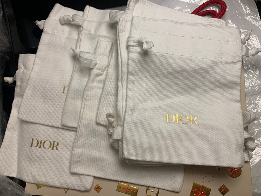 Wholesale Lot of 10 Christian Dior White Drawstring Cotton Dust Bag Pouch 6X5