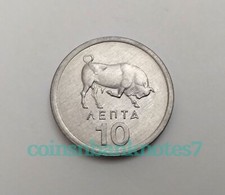 1976 Greece 10 Lepta Coin, KM113 Uncirculated / Charging Bull