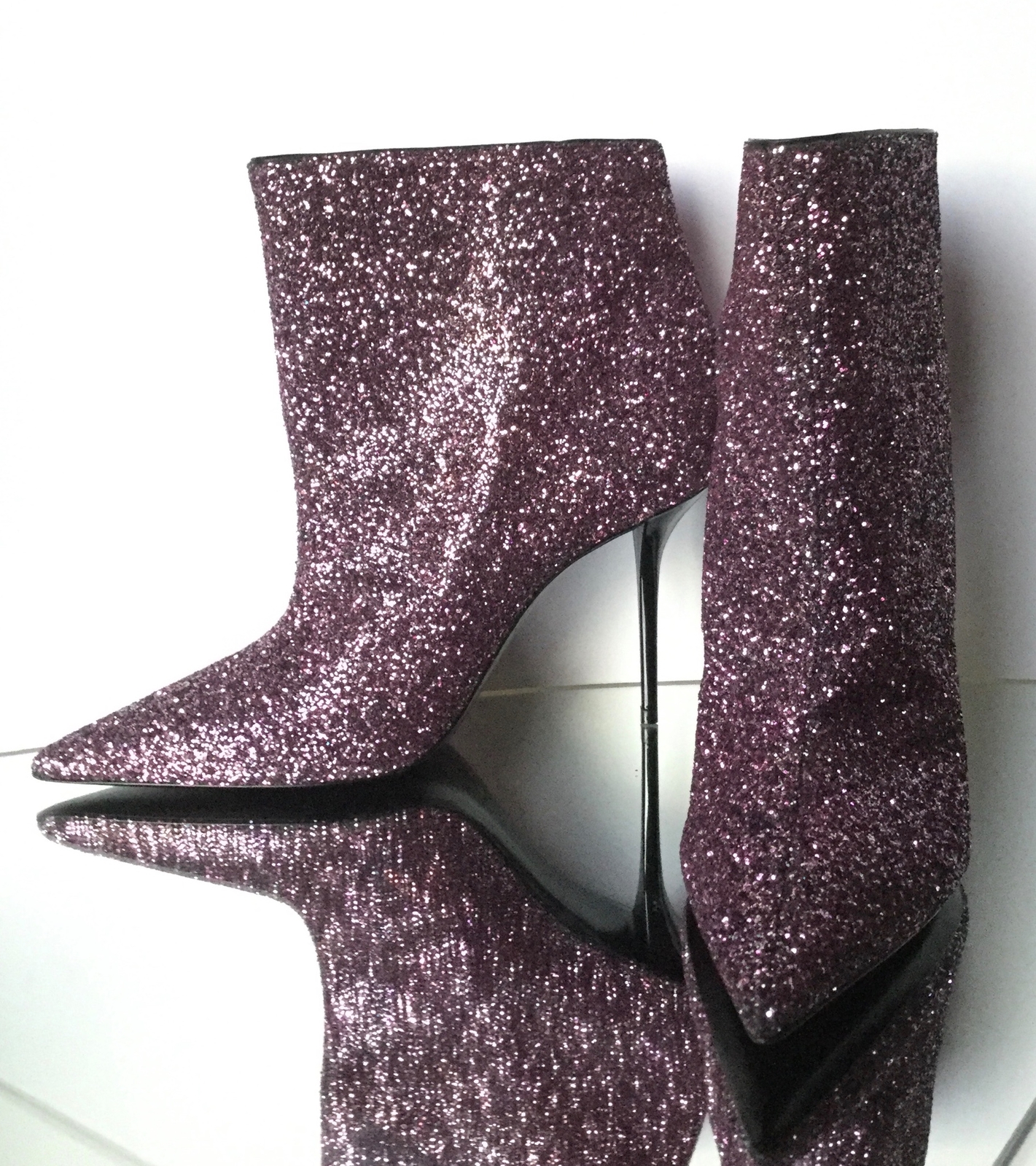Stivaletti Saint Laurent Viola Pierre 95 Glitter NUOVI (taglia 40) $1.095