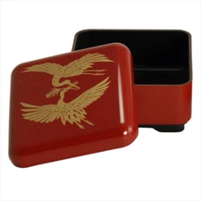 Japanese Mini Bento Box Lunch Container Rice Fruit Snack Red Lacquer Tsuru Crane