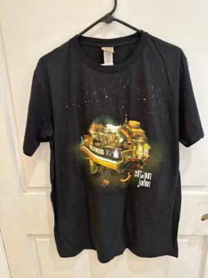 Elton John Yellow Brick Road Tour Hollywood Black T-shirt Unisex Tee Size L, NWT