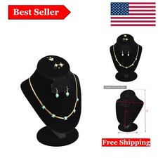 Elegant Black Velvet Jewelry Display Stand with Adjustable Hooks