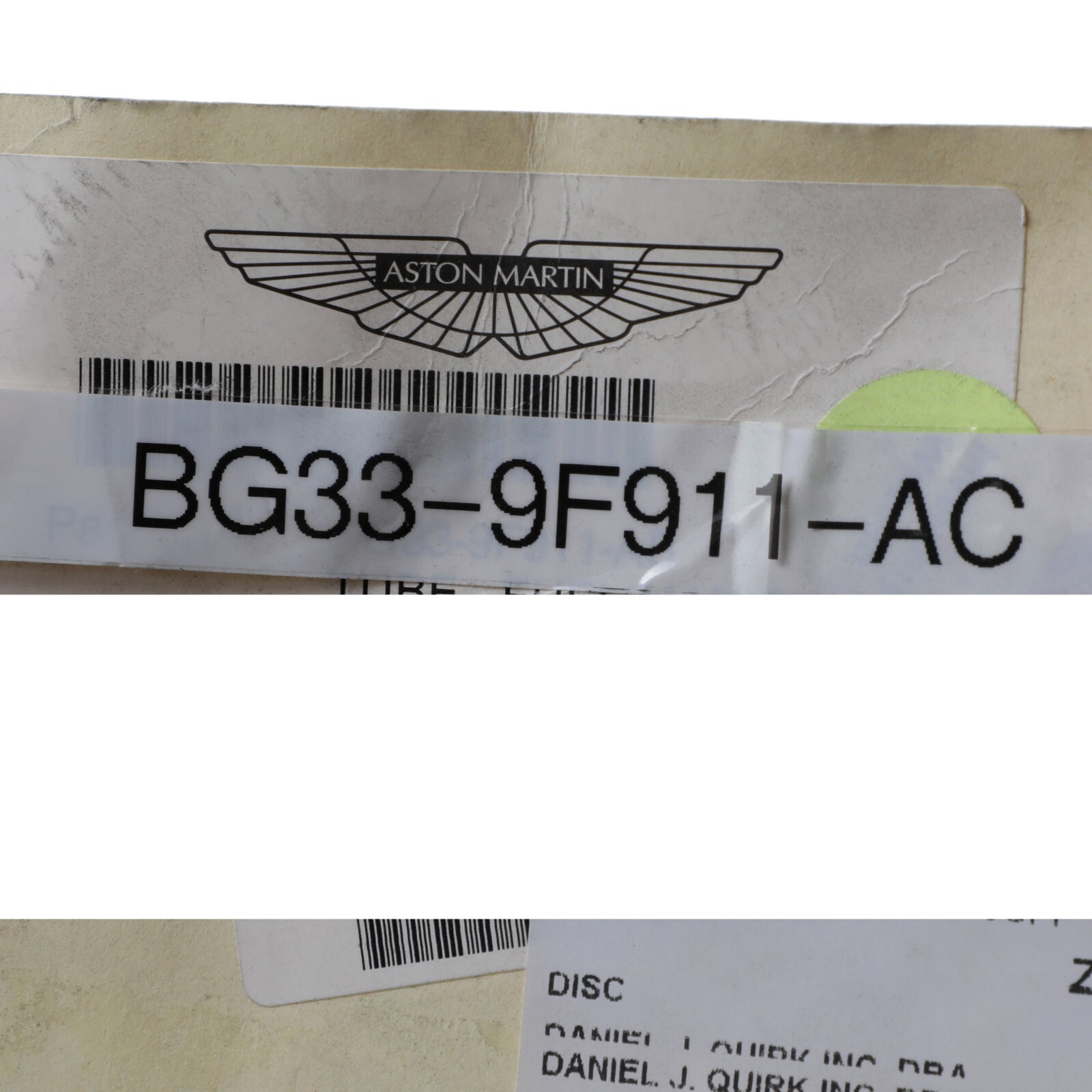 GENUINE ASTON MARTIN TUBE FUEL SUPPLY TUBE MAN OEM NEW BG33-9F911-AC
