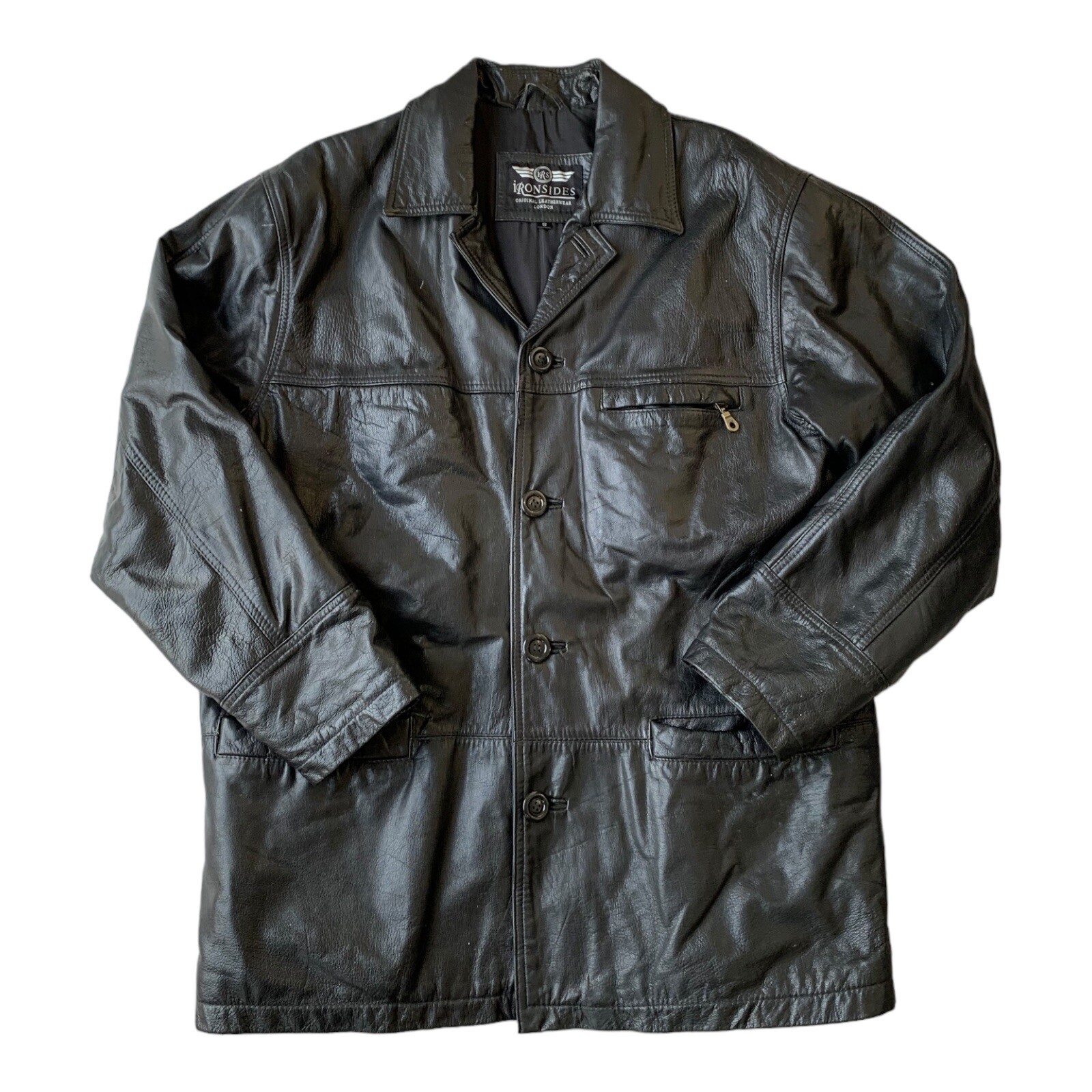 Vintage Ironsides Leather Chore Jacket Mens Small Bla… Gem