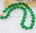 Natural 12mm Green Jade Heart Shaped Gemstone Beads Necklace 14-36''