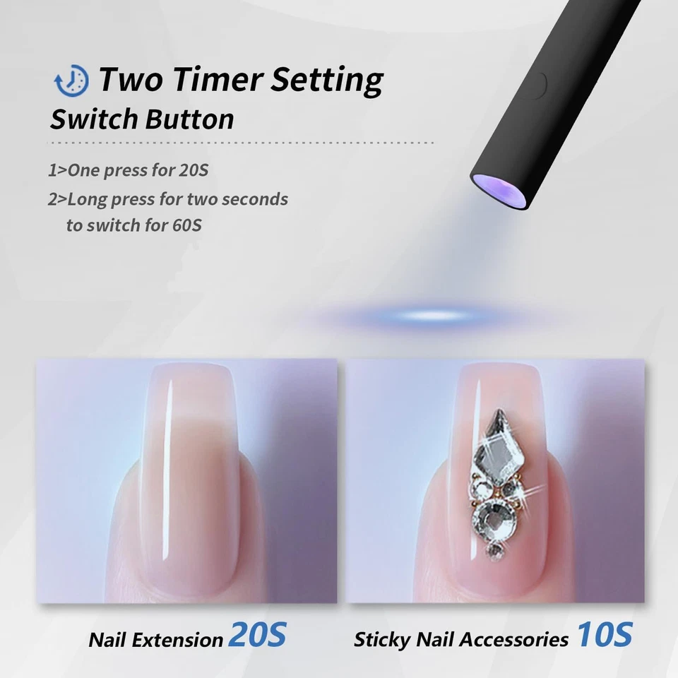 Luz UV Negra para Gel LED Uñas Lámpara Portátil con Soporte Portátil USB Inalámbrico Foto 2 de 4