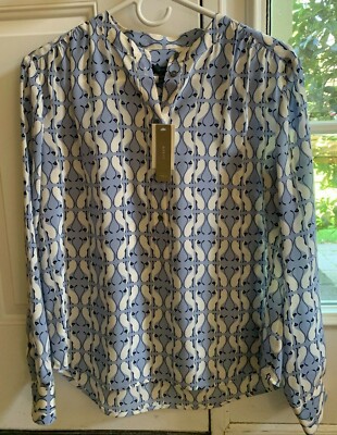 NWT J. Crew CAT Print 100% Silk Pop Over Top Shirt Blouse Siamese Cats Size 2