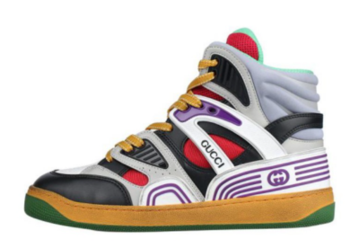 GUCCI Basket High Top Retro Basketball Shoes Women's Black And