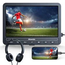 10.5" HD Car DVD Player Headrest for Kids HDMI Sync Screen w/ Battery, Headset