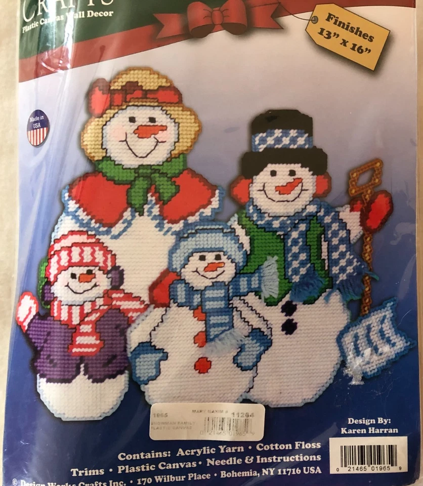 Christmas Snowman Family Plastic Canvas Wall Decor Kit Design Works #1965 - Image 4 of 4