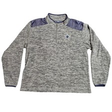 Dallas Cowboys Authentic Mens XL Gray Heathered Quarter Zip Pullover Jacket NFL