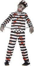 Smiffys Zombie Convict Costume, Black & White with Trousers, Top, Hat & Wrist