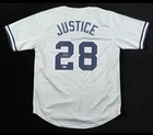 David Justice New York Yankees #28 Signed Baseball Jersey BAS Authenticated XL