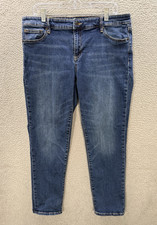 Gap Jeans Womens 14 Blue Mid Rise Girlfriend Stretch Distressed Denim Preppy