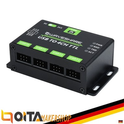 WaveShare Industrial USB zu 4 Kanal TTL Konverter, USB-UART, 21619