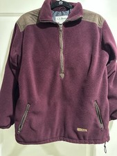 L.L.Bean Women's 1/2 Zip Fleece Sweatshirt Maroon/Gray Zip Pockets M