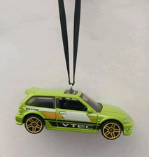 90 Honda Civic Hatchback EF Custom Christmas Car Ornament 1/64 Green