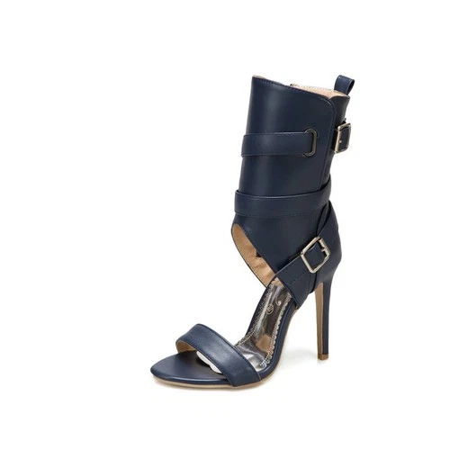 Roman Style Womens Open Toe Ankle Boots Sandals High Stiletto Heel Buckle Zipper - Bild 23 von 23