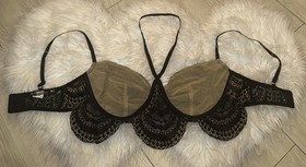 For Love and Lemons Skivvies Lace Strappy Unlined Bra UW Womens M Medium Black