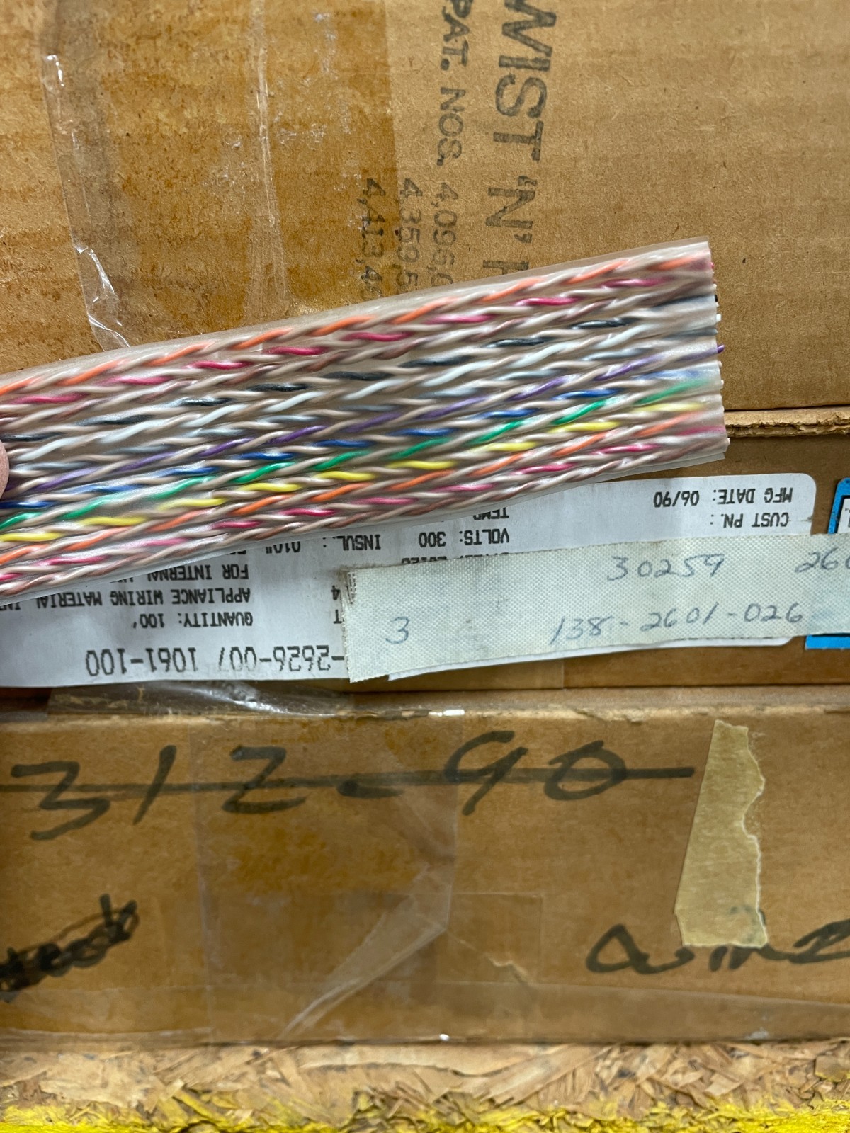 Flat Rainbow Ribbon Cable 26 Conductor 26C 26ga Twisted Pair by the FT