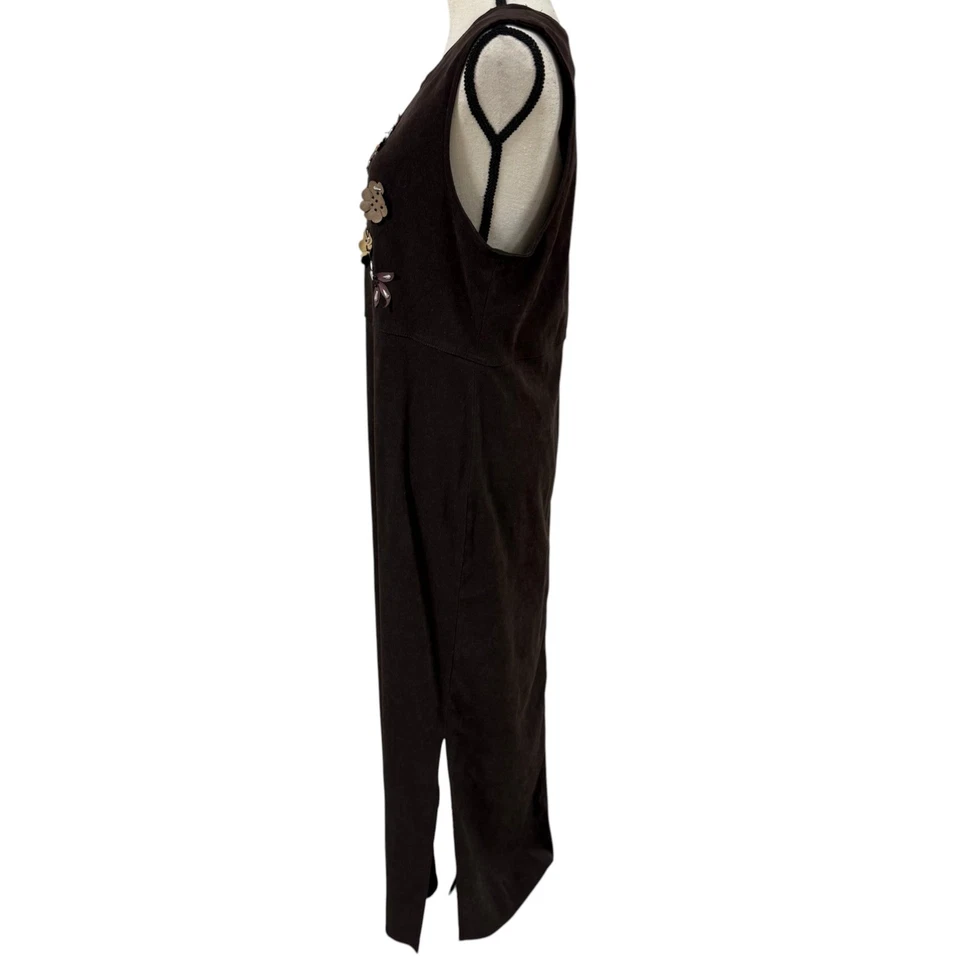 Vestido largo marrón terciopelo vintage sin mangas talla grande Foto 4 de 4