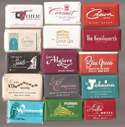 MIAMI BEACH HOTEL MOTEL SOAP BARS = U-PICK EM' = MIAMI FLORIDA