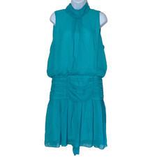 T Bleu Dress Womens Turquoise Size Large Tiered Lace Bridesmaid Party Formal