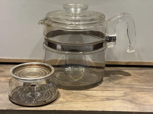 Vintage Pyrex 7756-b 6 Cups Coffee Pot W/ Lid & Filter Made In USA Corning VTG