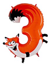 Tierische Zahlen 3 Fuchs Folienballon - 101cm 40 Inch