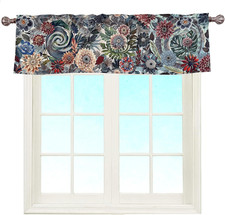 Bohemian Floral Dahlia Scroll Paisley Window Curtain Valance Boho for Decorative