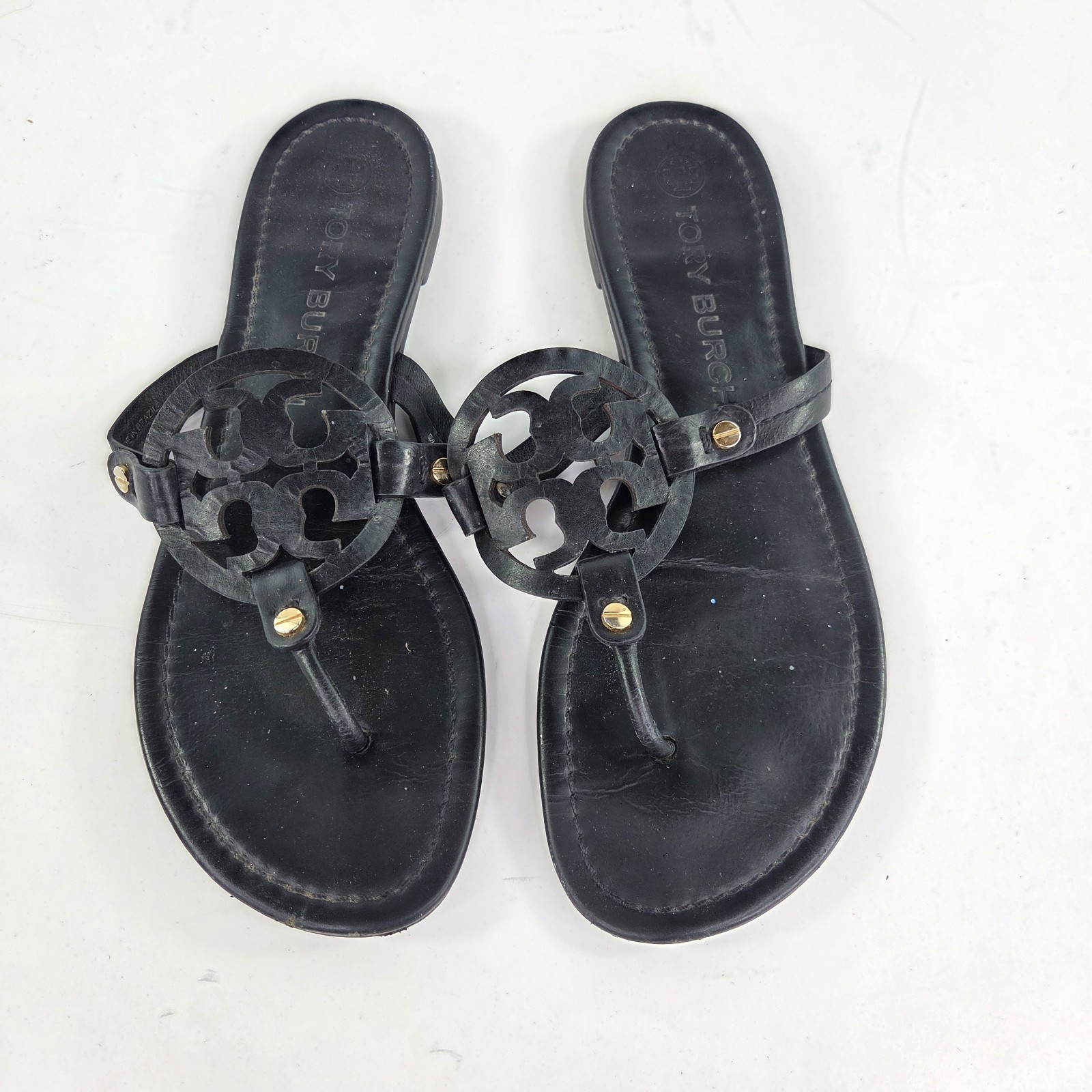 Tory Burch Millet Thong Sandals Womens US 9 M Black Leather Flip-Flops Flat Shoe thumbnail 4