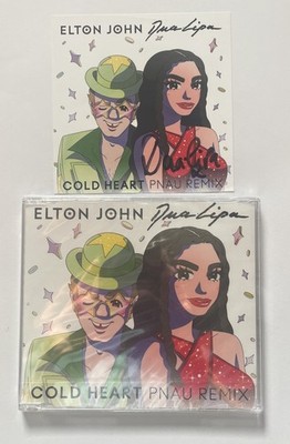 ELTON JOHN - COLD HEART PNAU REMIX CD SINGLE + SIGNED DUA LIPA ART CARD