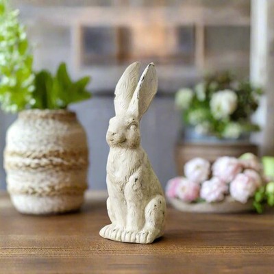 Primitive Farmhouse Spring Easter 5'' Distressed White Bunny Rabbit Figurine