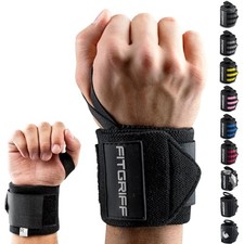 Wrist Wraps for Weightlifting 18" Heavy-Duty Support for Gym, Bench Black