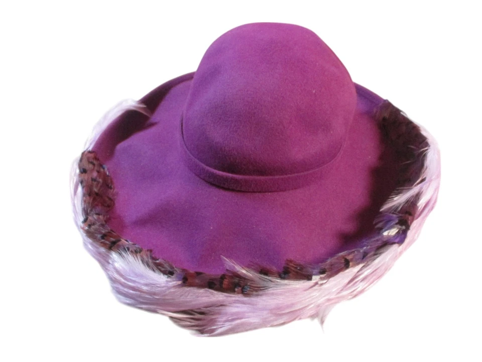 Vintage Jack McConnell Hat Cowboy Felt Feathers Rhinestone Womens Medium 60s - Image 3 of 4