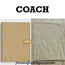 NEW Coach Floral Print Washed Yellow Multi Refined Pebble Leather Notebook Diary
