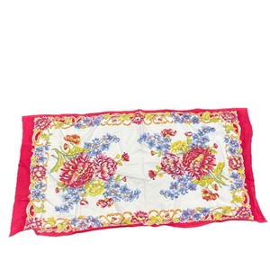 Vintage Small Table Cover Cloth Runner Floral Red White Blue Yellow Granny #3689