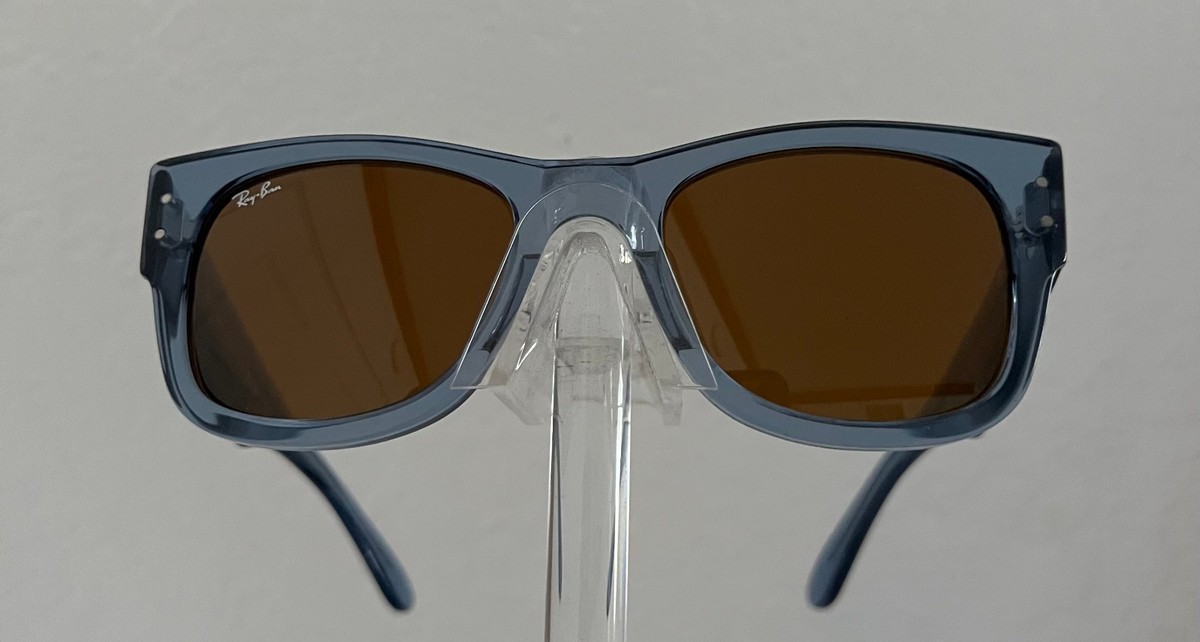 Ray-Ban Silver Frame Sunglasses with Blue Gradient Lenses and Brown Temples Ray-Ban Aviator Gradient M (55 - 14) with Blue lenses and  main image 2