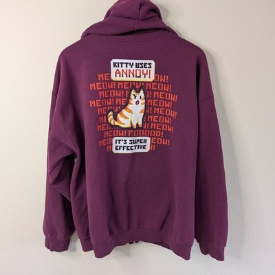 Pixel Cat ''Kitty Uses Annoy!'' Zip Hoodie XL Gildan Heavy Blend Gaming Meme