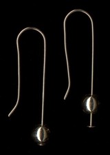 New 10K 34mm Fine Solid Yellow Gold Round Bead Ball Hook Stud Earrings os