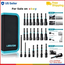 Magnetic Nut Driver Set Impact Socket Adapters Bit Holder Extensions Storage Bag