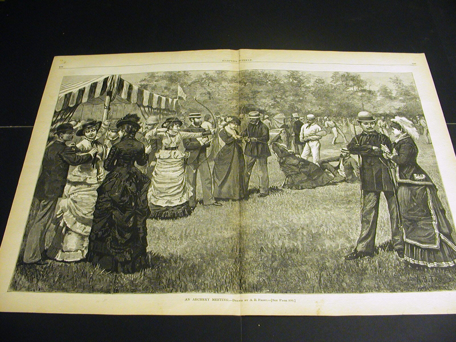 A.B. Frost ARCHERY MEETING Victorian Ladies BOW & ARROW 1879 Large Folio Print